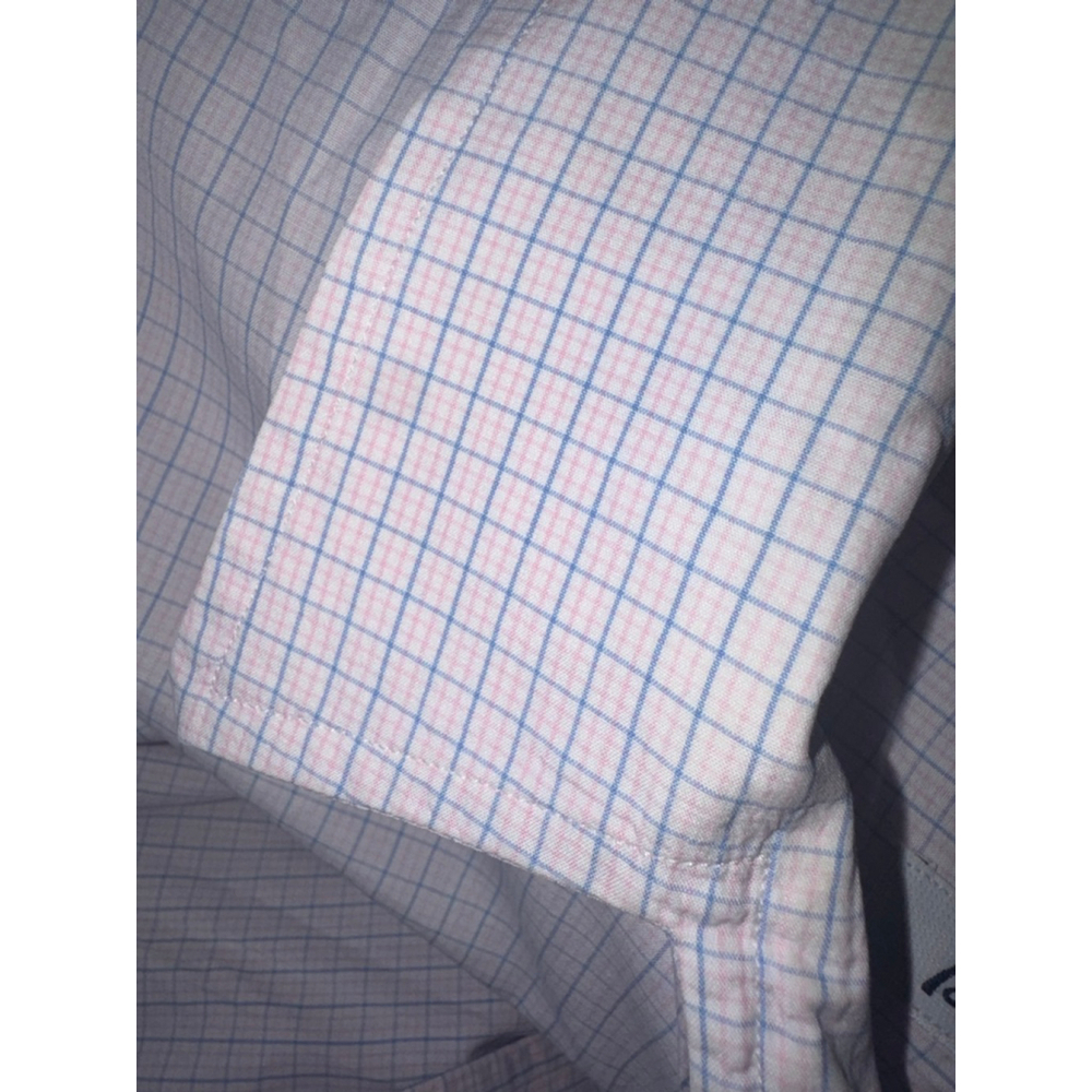 Brioni Cotton Dress Shirt Short Sleeve XL White Pink Blue Plaid Made in Italy - Picture 9 of 11